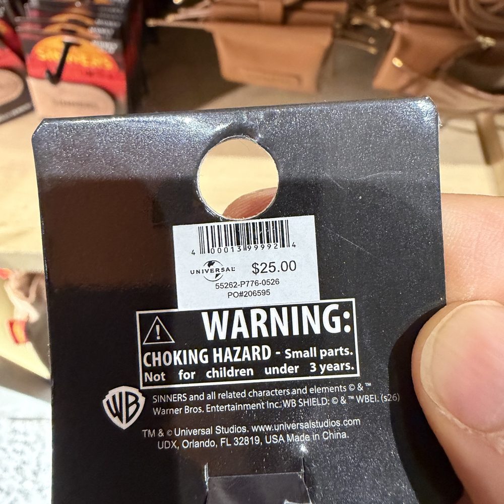 back of tag with barcode and $25.00